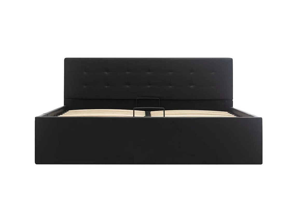 Lit coffre 180x200 simili cuir noir capitonné Rundi