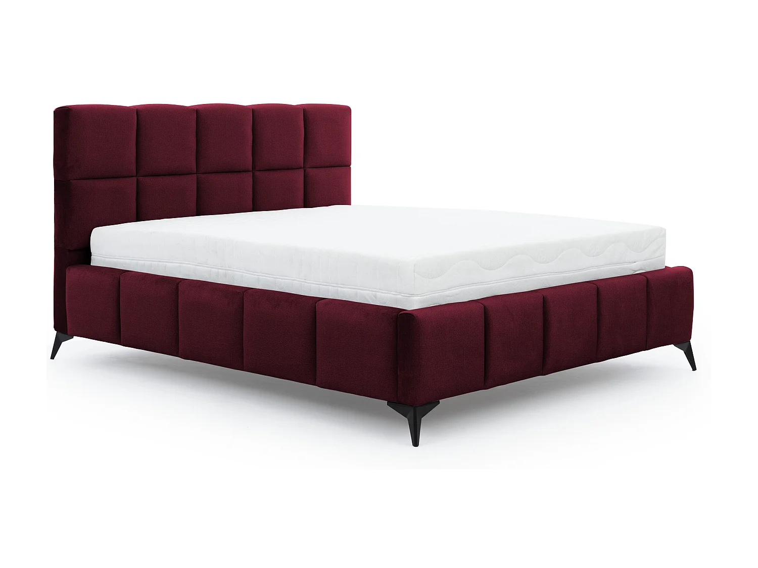 Lit coffre de luxe velours capitonné Mister-Couleur Bordeaux-140x200