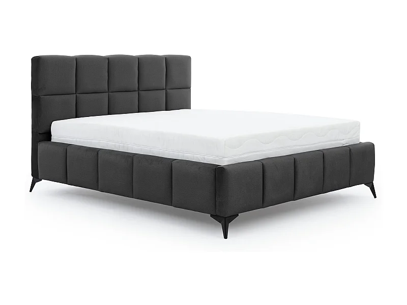 Mister luxe gewatteerd fluwelen opbergbed-Kleur Antraciet.-Slapen 140x200cm