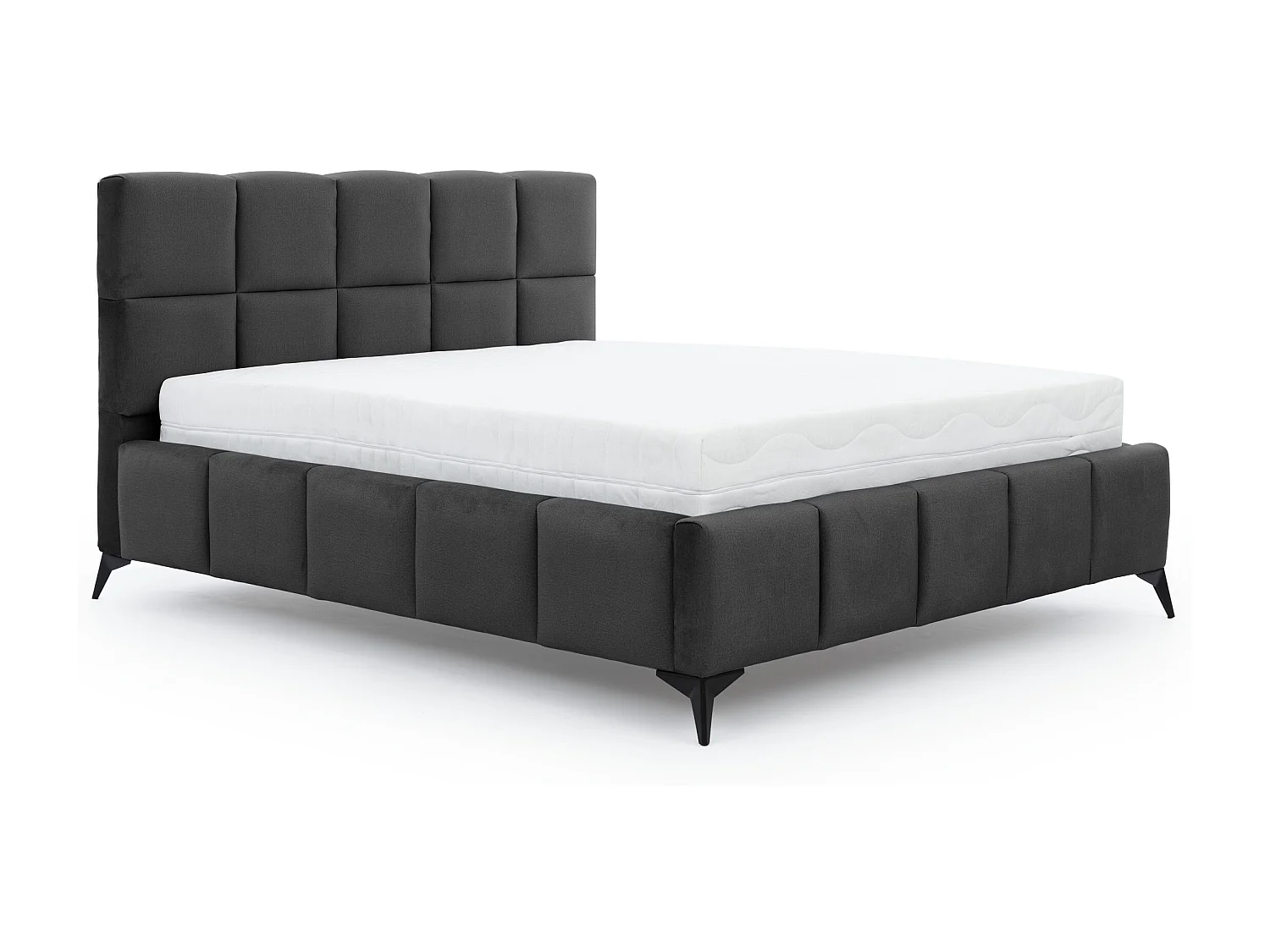 Mister luxe gewatteerd fluwelen opbergbed-Kleur Antraciet.-Slapen 140x200cm