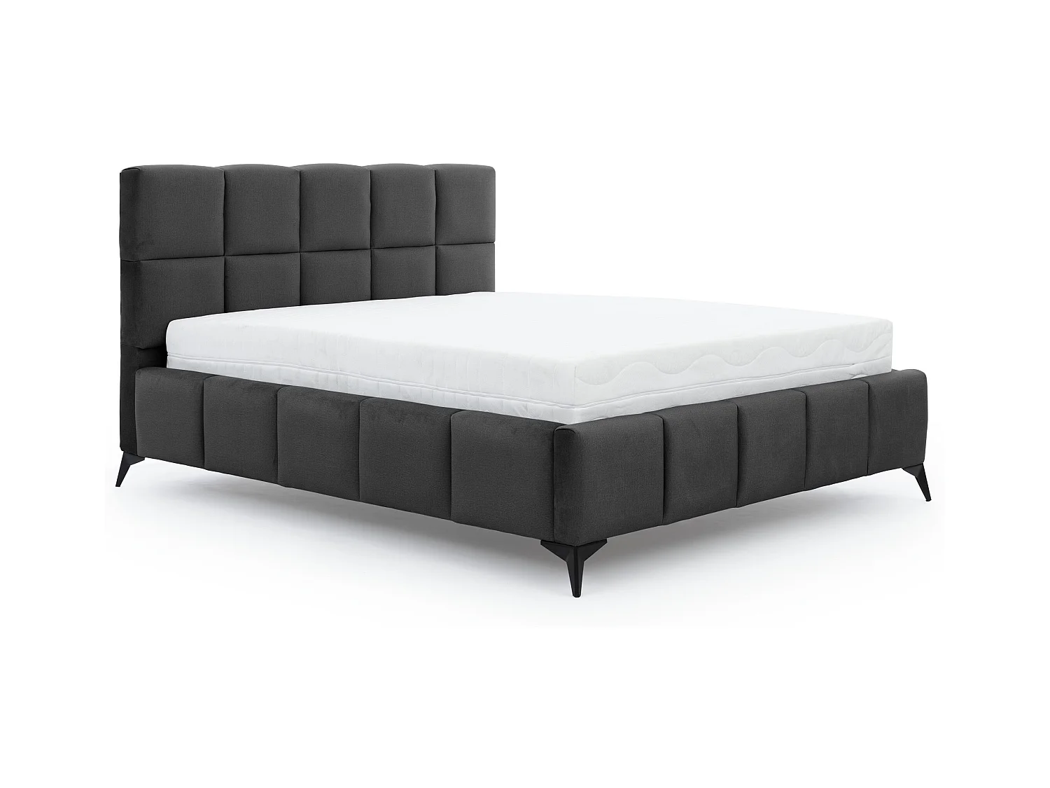 Lit coffre de luxe velours capitonné Mister-Couleur Anthracite.-140x200