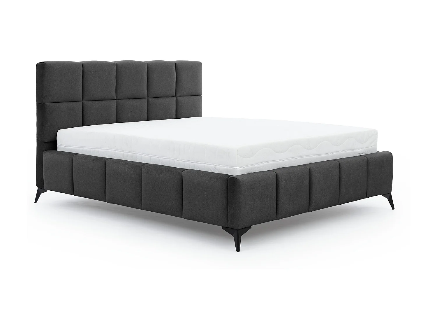 Mister luxe gewatteerd fluwelen opbergbed-Kleur Antraciet.-Slapen 160x200cm