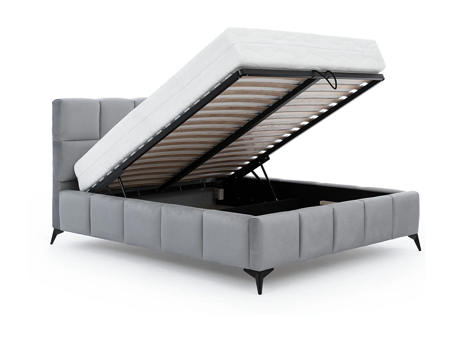 Mister luxe gewatteerd fluwelen opbergbed-Kleur Poederachtig roze-Slapen 140x200cm