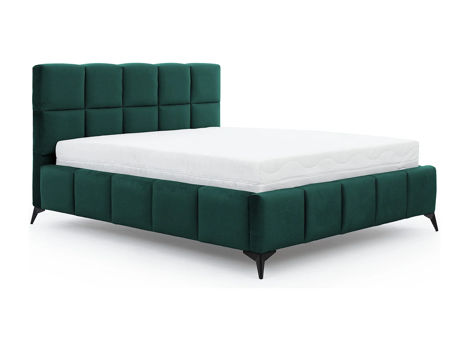 Mister luxe gewatteerd fluwelen opbergbed-Kleur Spinazie groen-Slapen 180x200cm