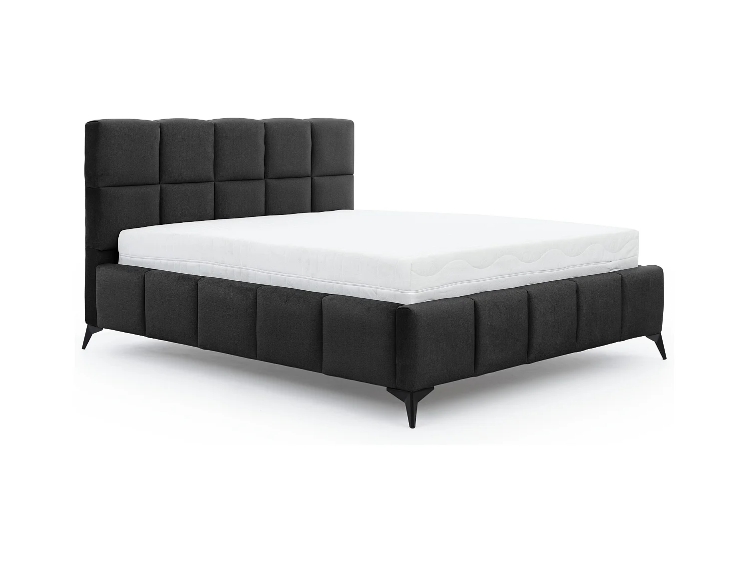 Lit coffre de luxe velours capitonné Mister-Couleur Noir-180x200