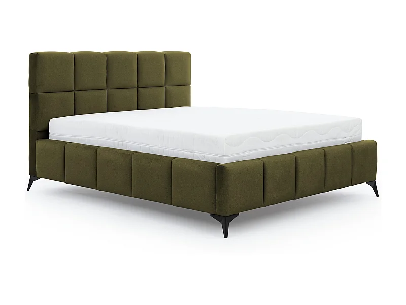Lit coffre de luxe velours capitonné Mister-Couleur Vert olive-140x200