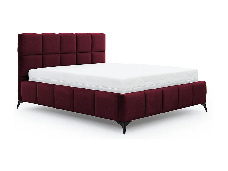 Lit coffre de luxe velours capitonné Mister-Couleur Bordeaux-180x200
