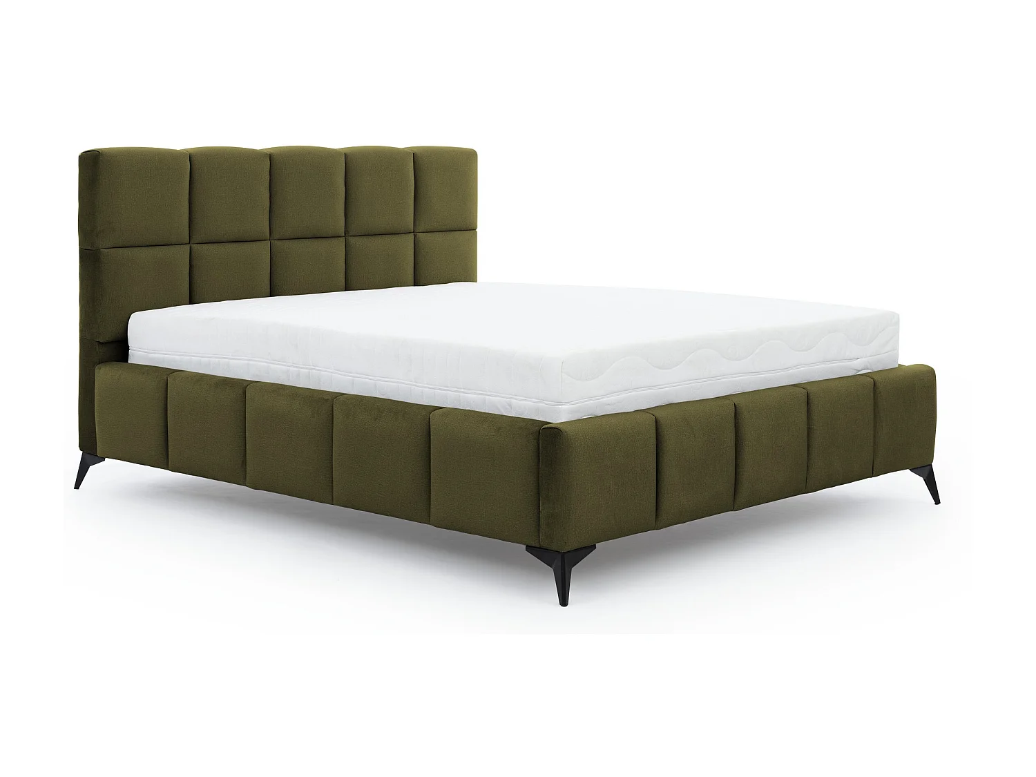 Mister luxe gewatteerd fluwelen opbergbed-Kleur Olijfgroen-Slapen 180x200cm