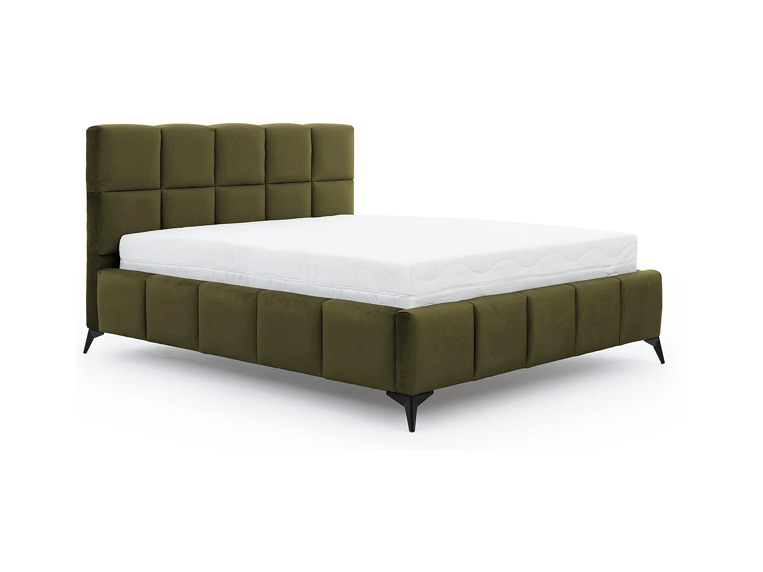 Lit coffre de luxe velours capitonné Mister-Couleur Vert olive-180x200