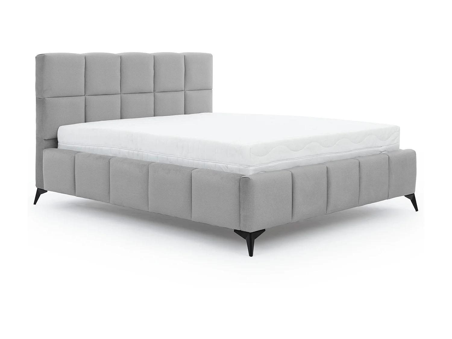 Mister luxe gewatteerd fluwelen opbergbed-Kleur Lichtgrijs-Slapen 140x200cm