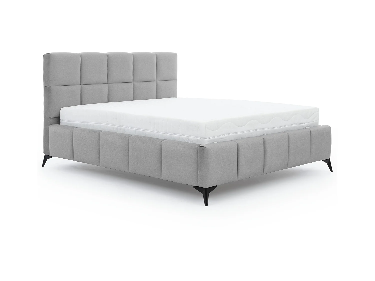 Lit coffre de luxe velours capitonné Mister-Couleur Gris clair-140x200