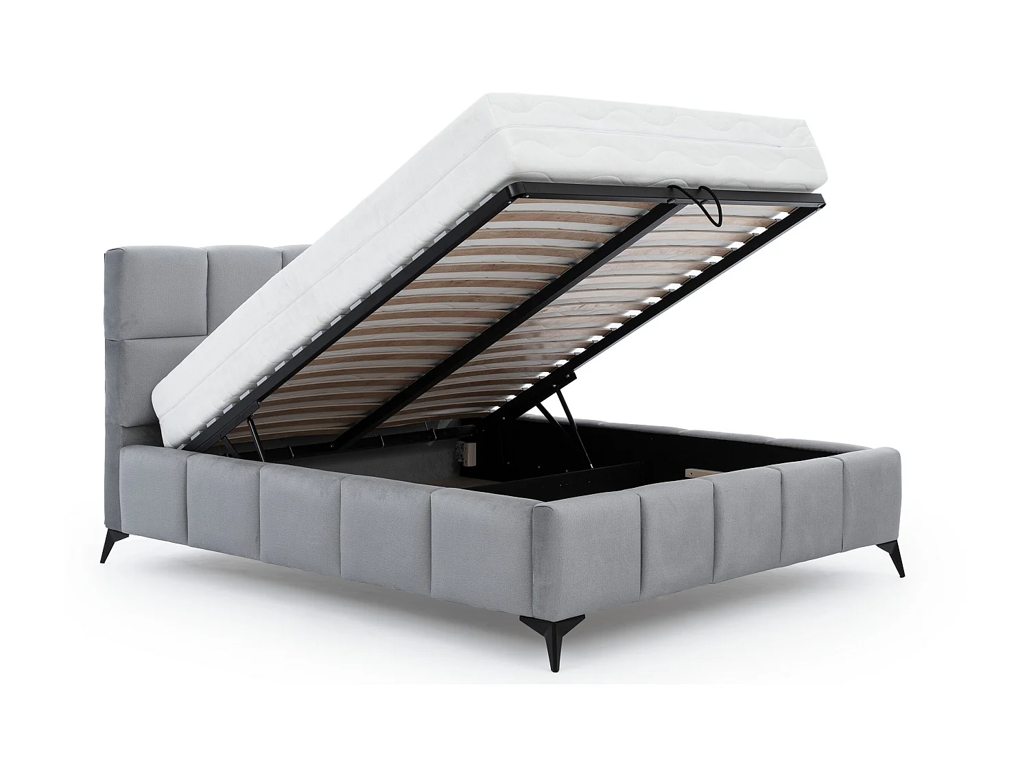 Lit coffre de luxe velours capitonné Mister-Couleur Gris-180x200