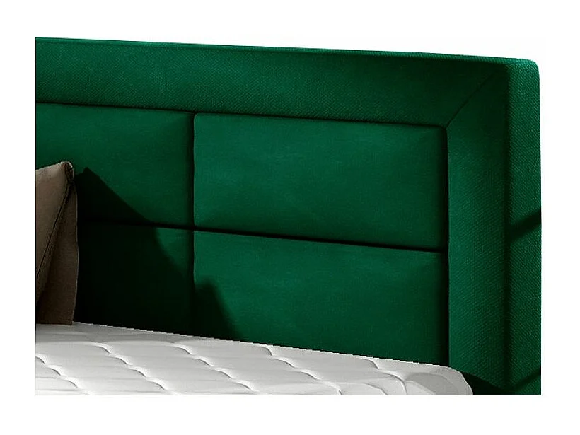 Lit moderne velours capitonné Rizaro-Couleur Vert épinard-180x200-Version coffre de rangement
