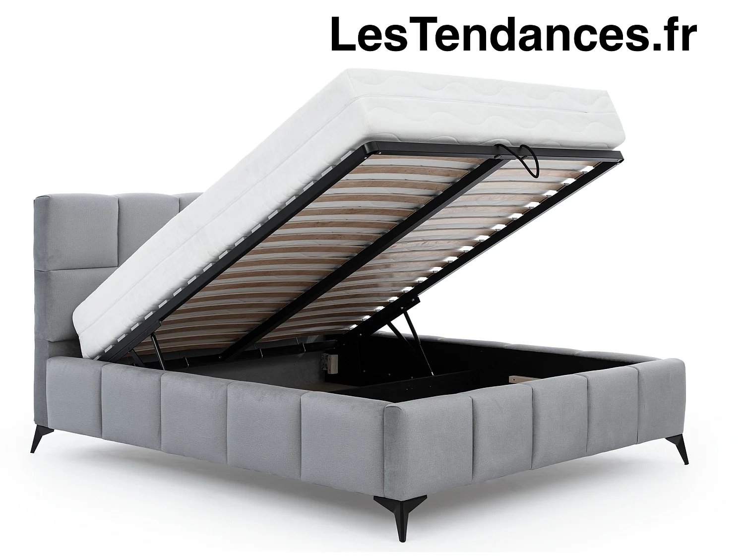 Lit coffre de luxe velours capitonné Mister-Couleur Bleu nuit-180x200