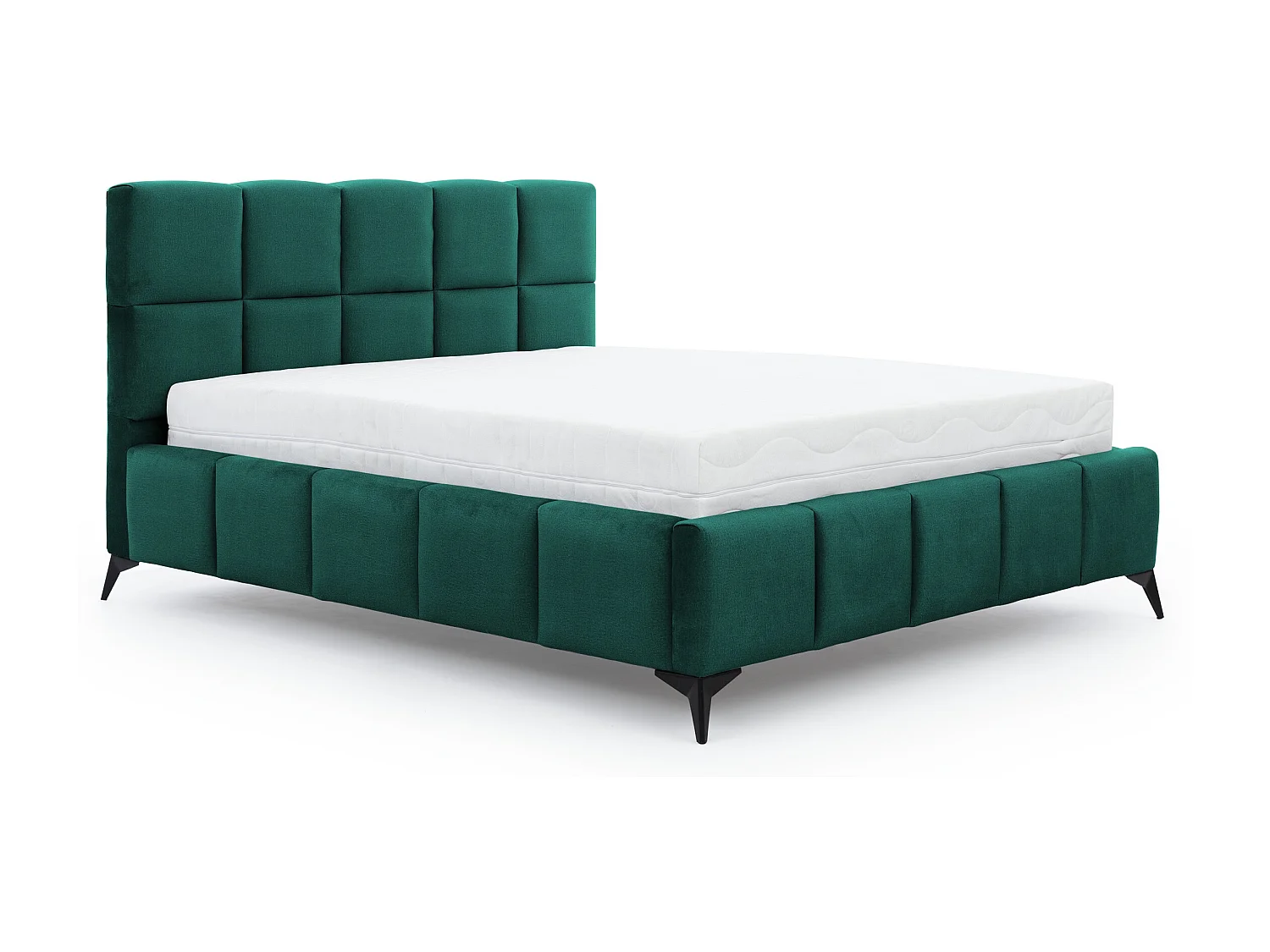 Mister luxe gewatteerd fluwelen opbergbed-Kleur Dennengroen-Slapen 140x200cm