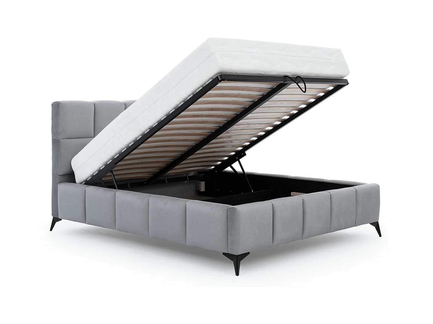 Mister luxe gewatteerd fluwelen opbergbed-Kleur Dennengroen-Slapen 140x200cm