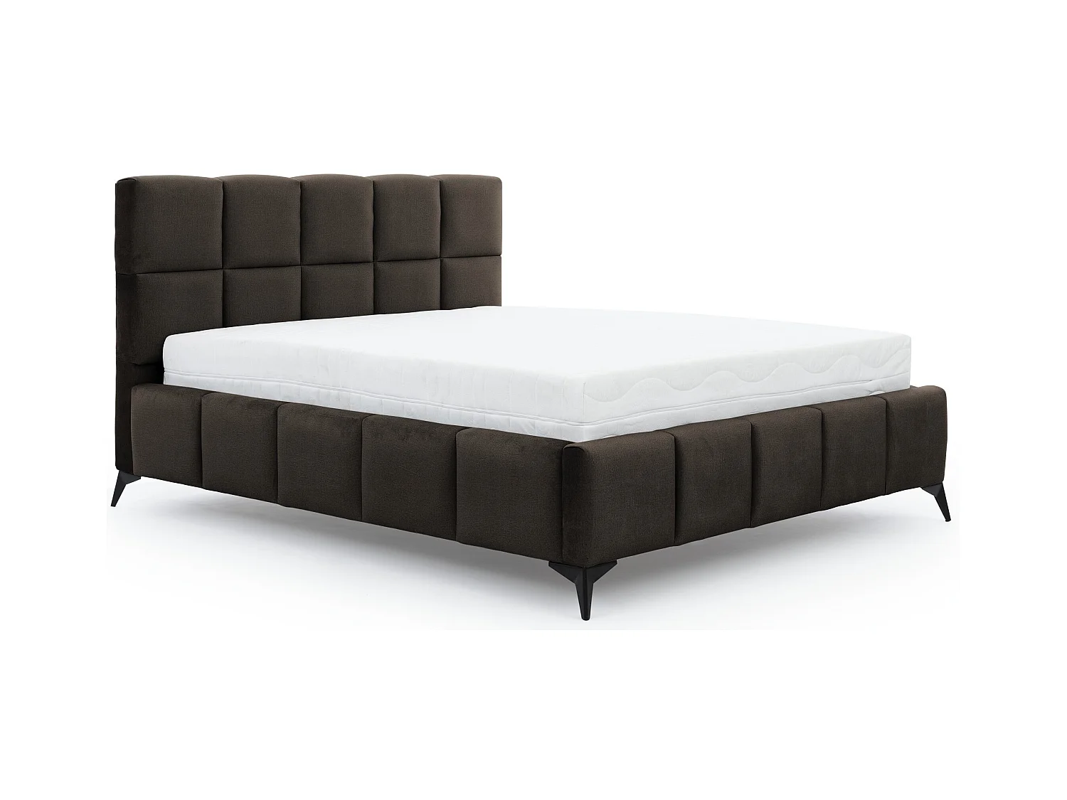 Mister luxe gewatteerd fluwelen opbergbed-Kleur Donker bruin-Slapen 140x200cm
