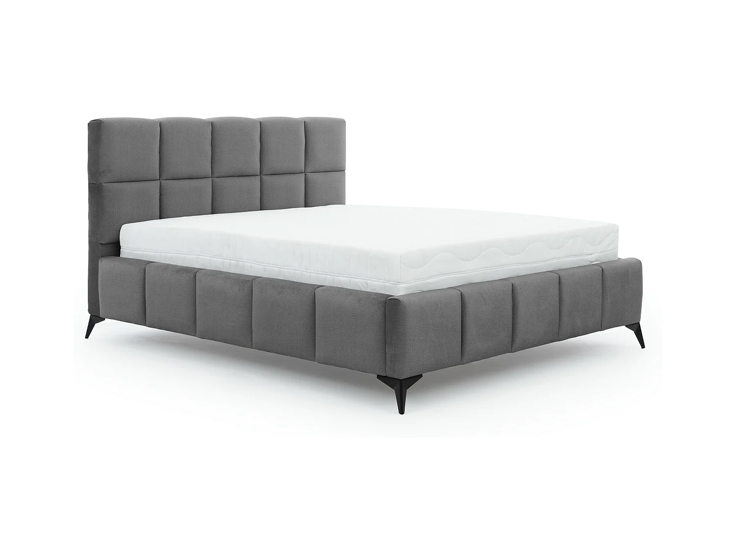 Lit coffre de luxe velours capitonné Mister-Couleur Gris foncé-160x200