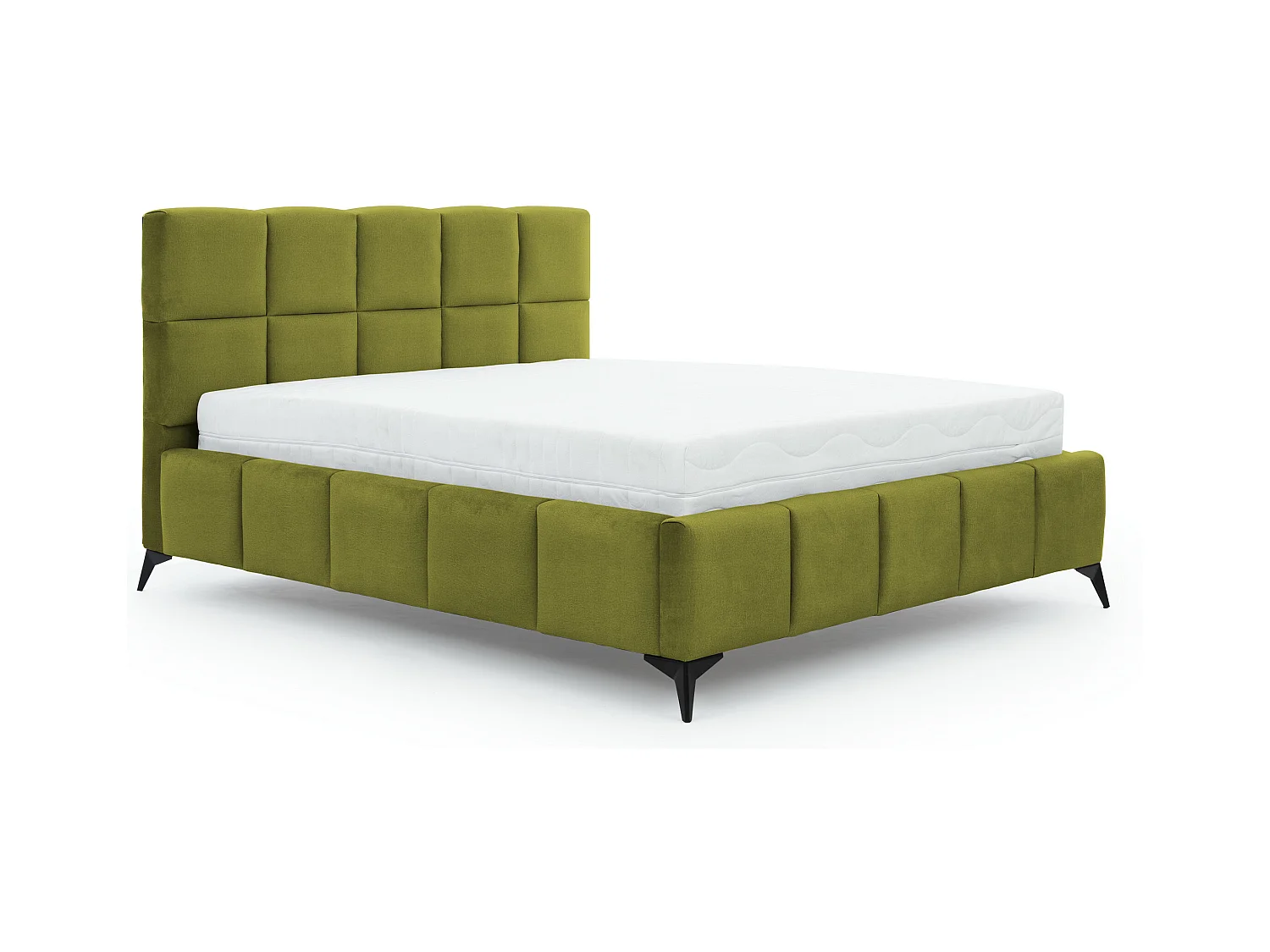 Lit coffre de luxe velours capitonné Mister-Couleur Vert kaki-180x200