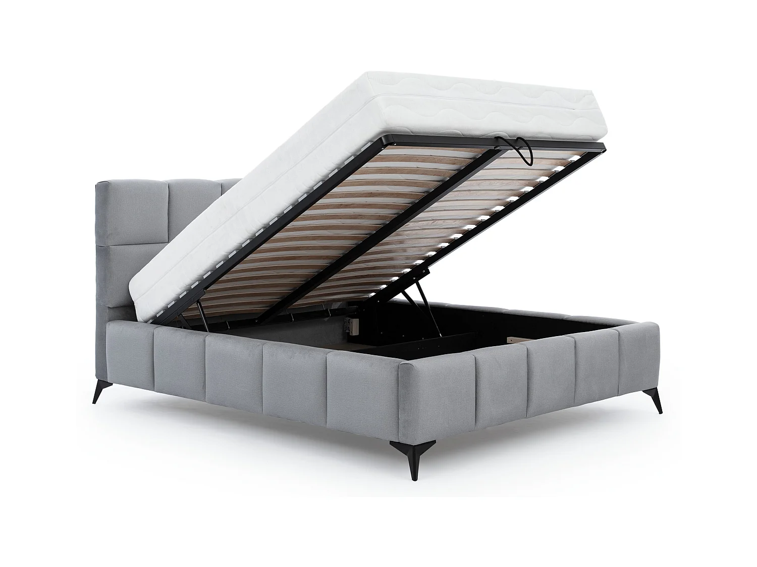 Mister luxe gewatteerd fluwelen opbergbed-Kleur Spinazie groen-Slapen 140x200cm