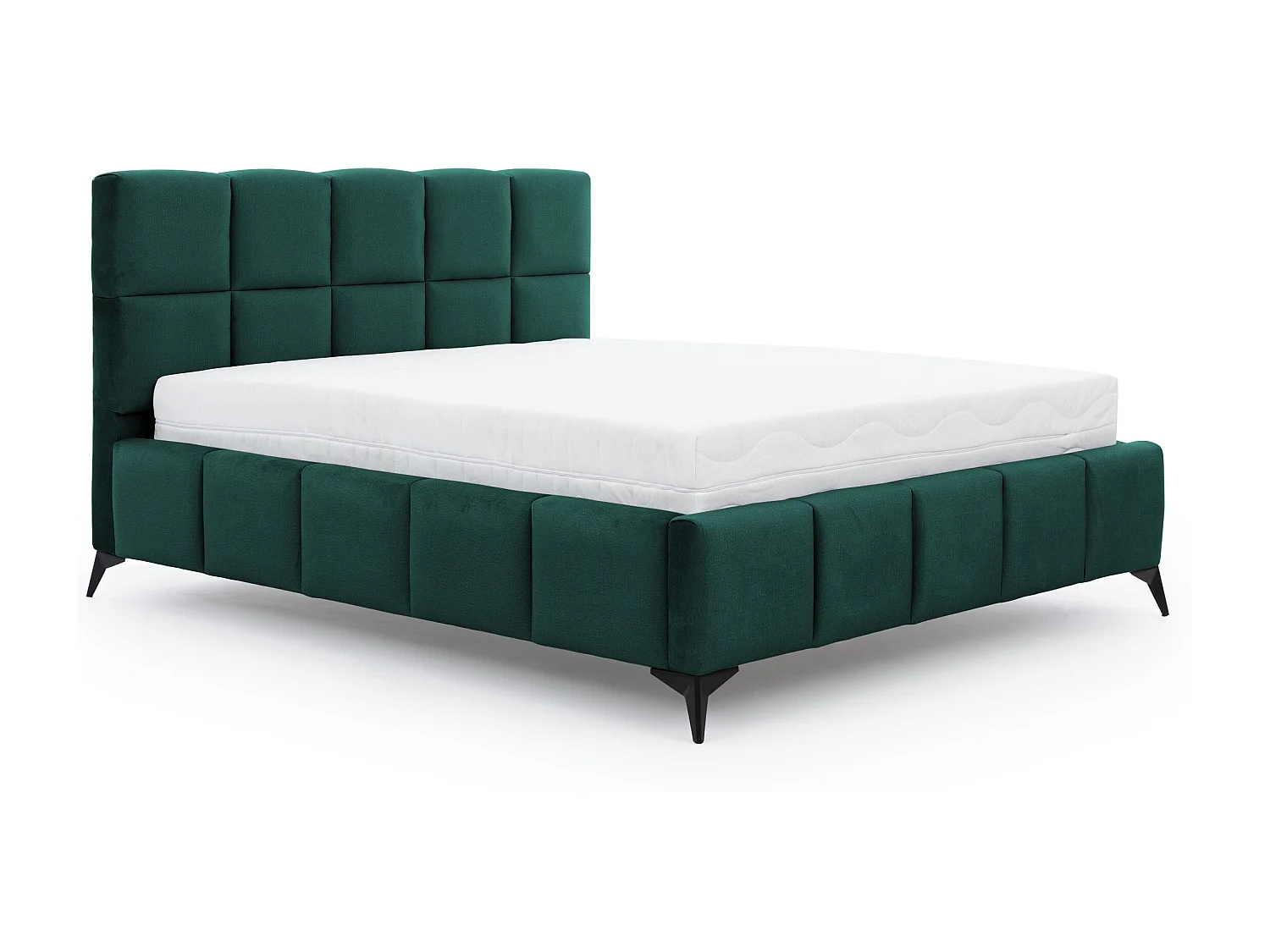 Lit coffre de luxe velours capitonné Mister-Couleur Vert épinard-140x200