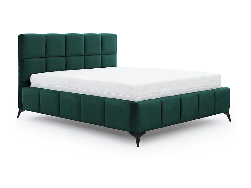 Lit coffre de luxe velours capitonné Mister-Couleur Vert épinard-140x200