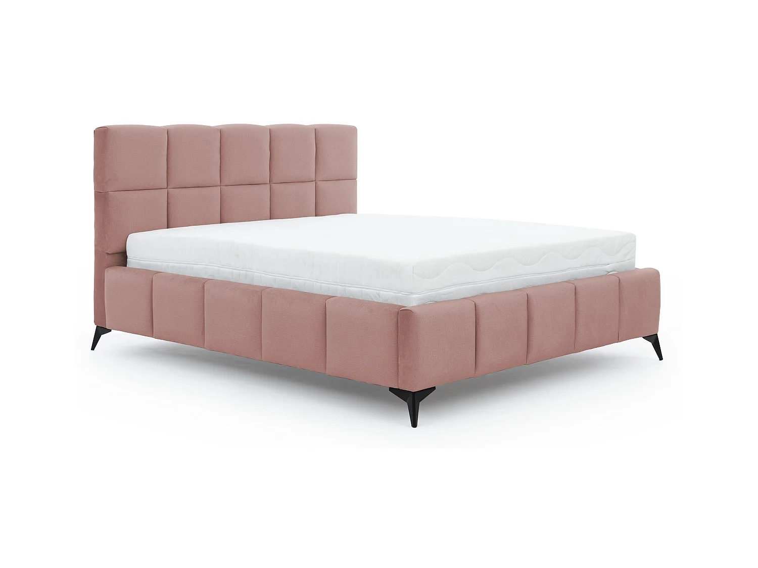 Lit coffre de luxe velours capitonné Mister-Couleur Rose poudré-180x200