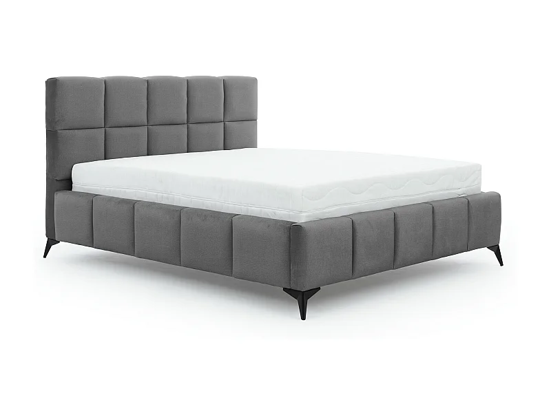 Mister luxe gewatteerd fluwelen opbergbed-Kleur Donkergrijs-Slapen 180x200cm