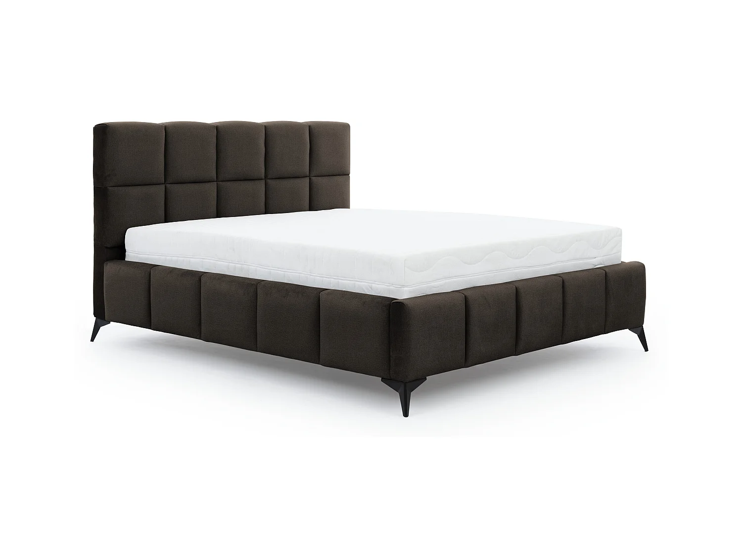Lit coffre de luxe velours capitonné Mister-Couleur Marron Foncé-160x200