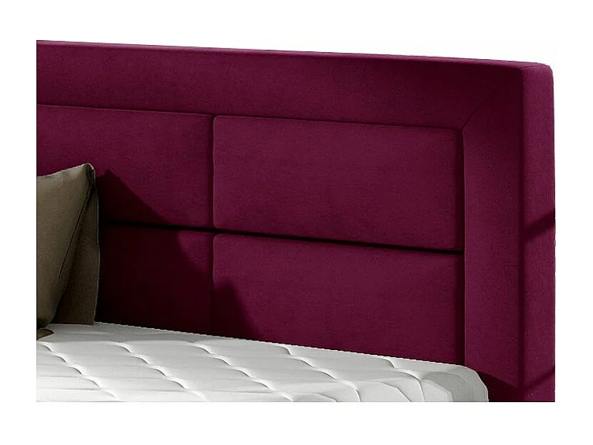 Lit moderne velours capitonné Rizaro-Couleur Magenta foncé-180x200-Version coffre de rangement