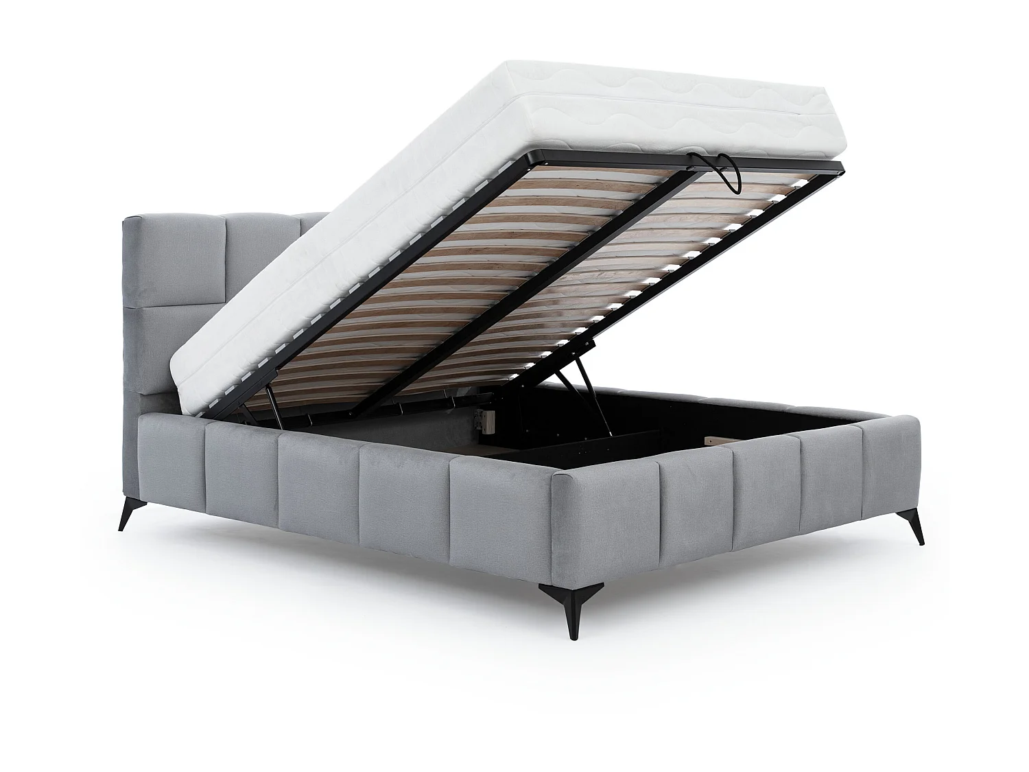 Mister luxe gewatteerd fluwelen opbergbed-Kleur Buff geel-Slapen 140x200cm