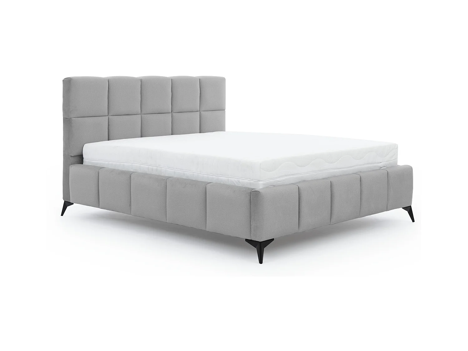 Mister luxe gewatteerd fluwelen opbergbed-Kleur Lichtgrijs-Slapen 160x200cm