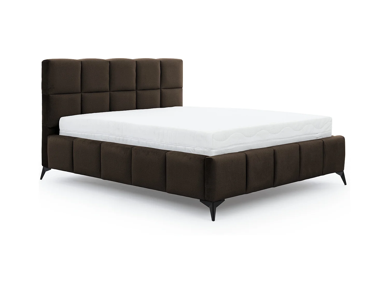 Mister luxe gewatteerd fluwelen opbergbed-Kleur Bruin-Slapen 140x200cm