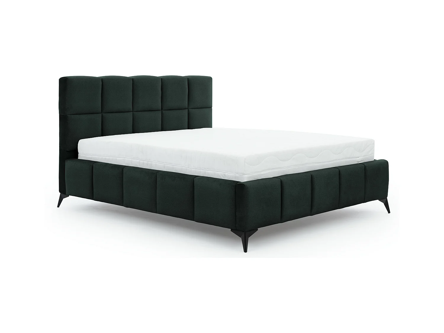 Lit coffre de luxe velours capitonné Mister-Couleur Vert impérial-180x200