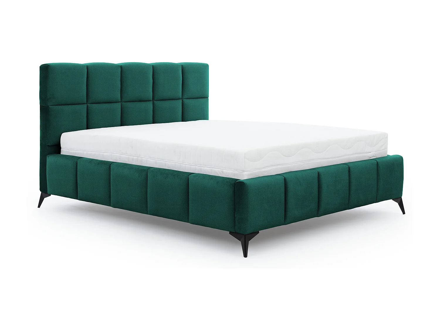 Mister luxe gewatteerd fluwelen opbergbed-Kleur Dennengroen-Slapen 160x200cm