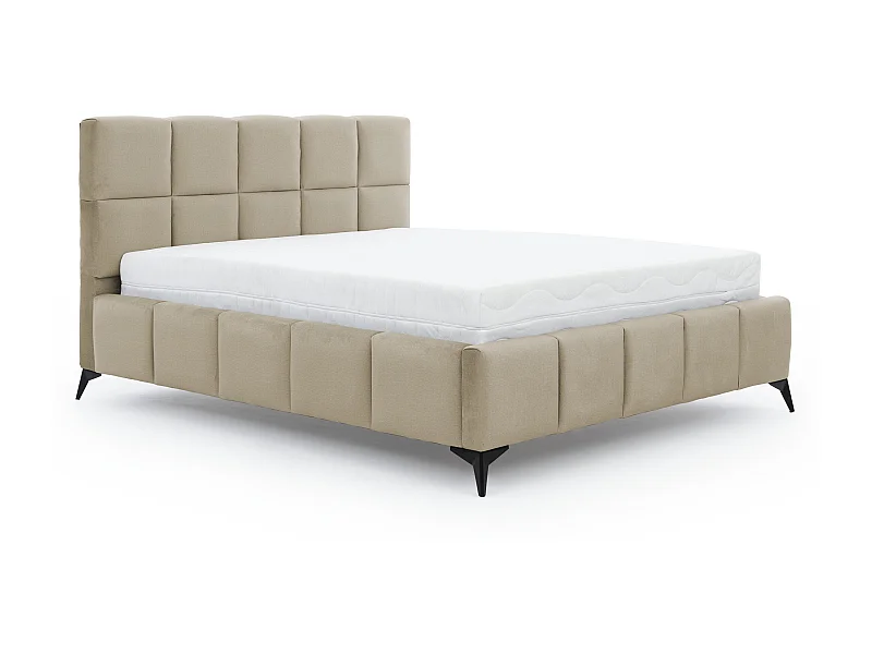 Mister luxe gewatteerd fluwelen opbergbed-Kleur Licht beige-Slapen 160x200cm