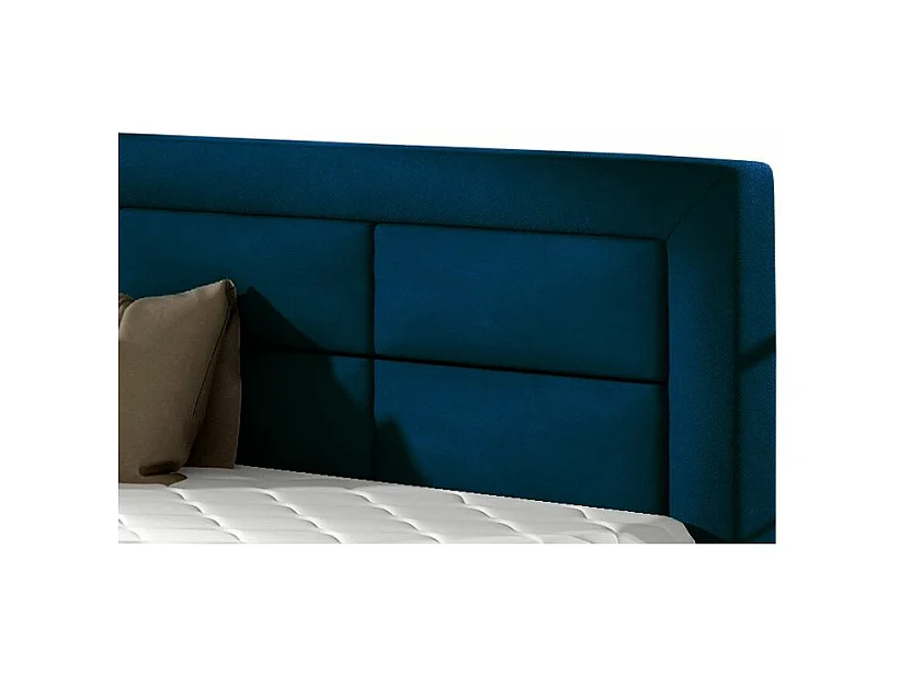 Lit moderne velours capitonné Rizaro-Couleur Bleu nuit-180x200-Version coffre de rangement