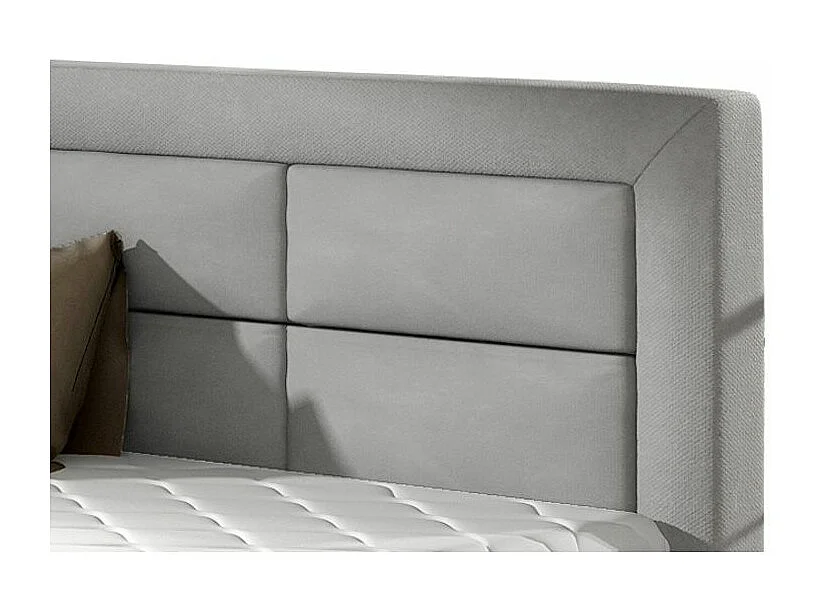 Lit moderne velours capitonné Rizaro-Couleur Gris clair-140x200-Version coffre de rangement