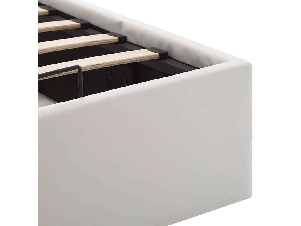 Lit coffre 180x200 simili cuir blanc capitonné Rundi