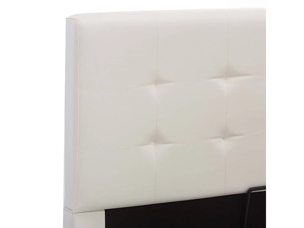 Lit coffre 180x200 simili cuir blanc capitonné Rundi