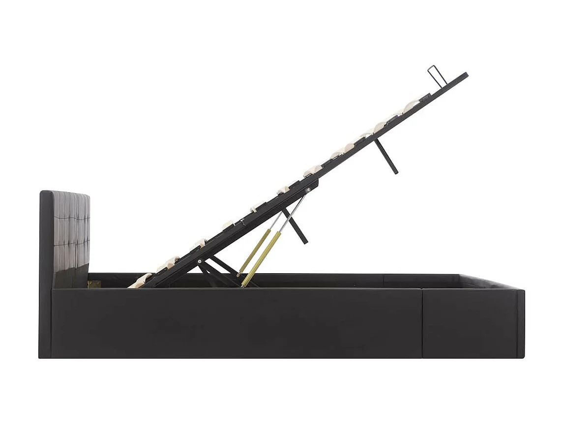 Lit coffre 160x200 simili cuir noir capitonné Rundi