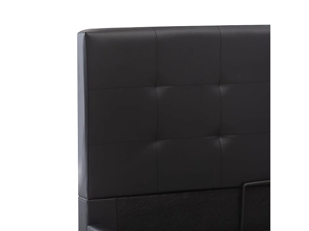 Lit coffre 160x200 simili cuir noir capitonné Rundi