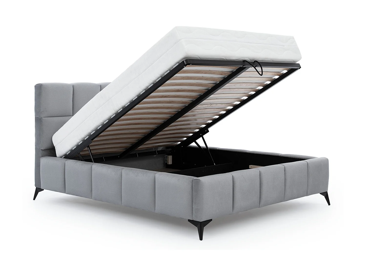 Mister luxe gewatteerd fluwelen opbergbed-Kleur Licht beige-Slapen 140x200cm