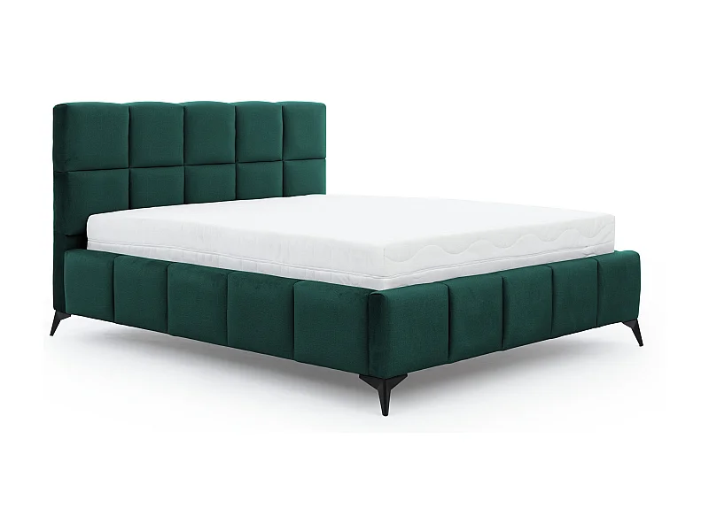 Lit coffre de luxe velours capitonné Mister-Couleur Vert épinard-160x200