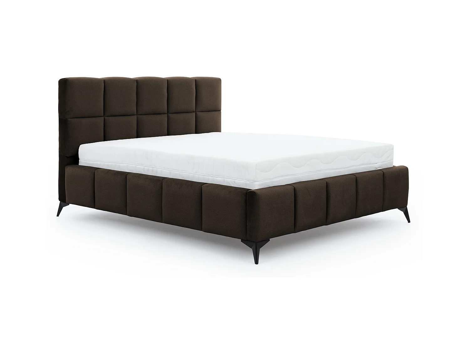 Lit coffre de luxe velours capitonné Mister-Couleur Marron-160x200