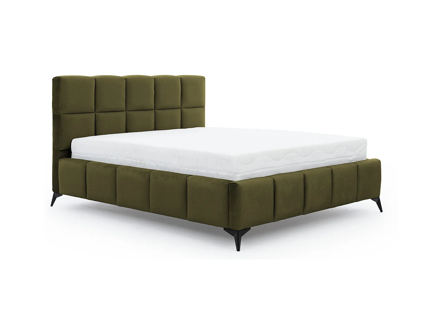 Lit coffre de luxe velours capitonné Mister-Couleur Vert olive-160x200