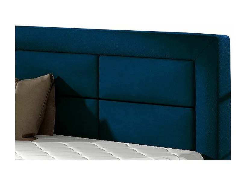 Lit moderne velours capitonné Rizaro-Couleur Bleu nuit-160x200-Version coffre de rangement