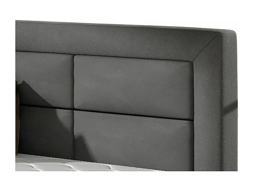 Lit moderne velours capitonné Rizaro-Couleur Gris foncé-180x200-Version coffre de rangement