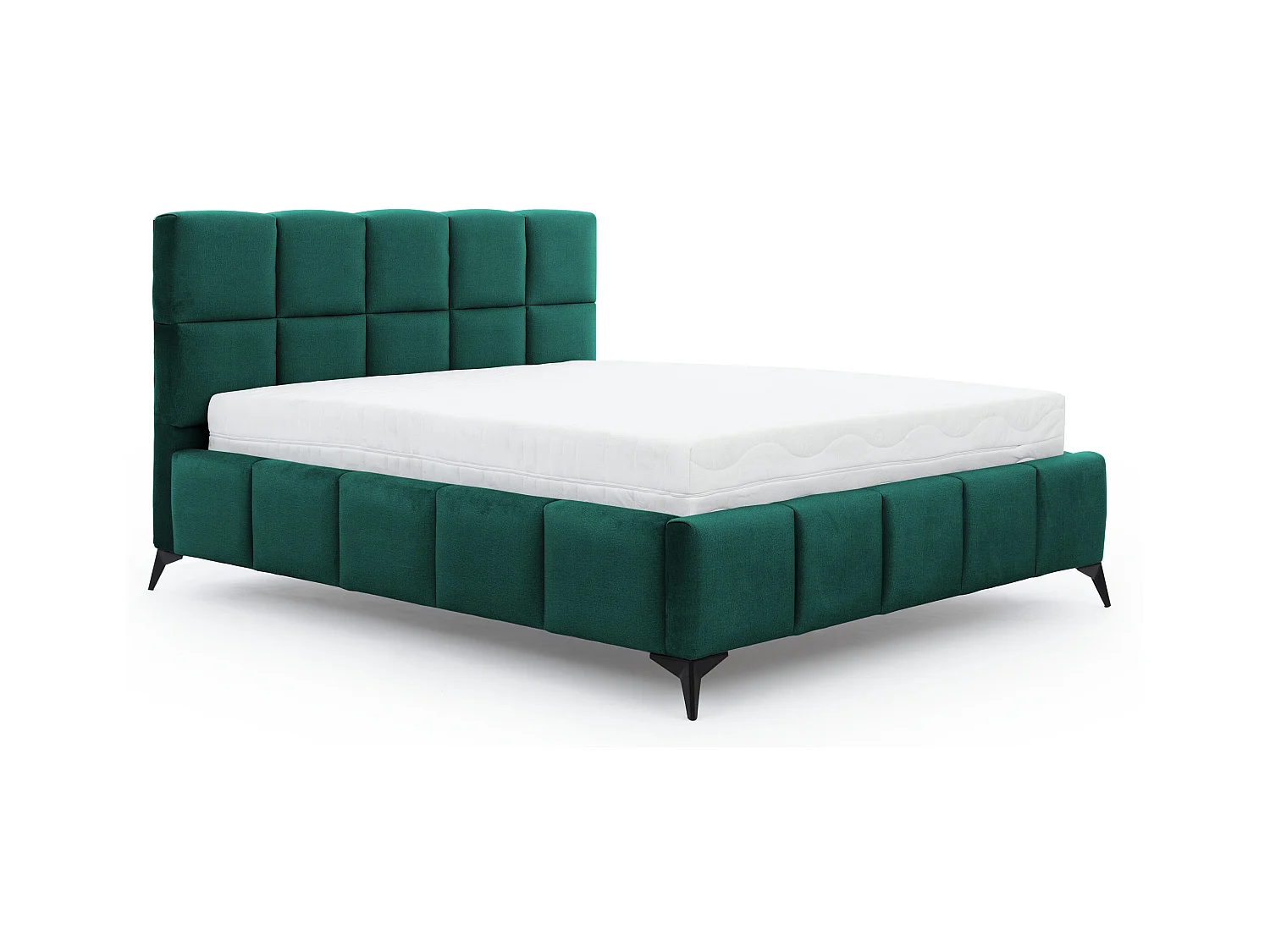 Lit coffre de luxe velours capitonné Mister-Couleur Vert sapin-180x200