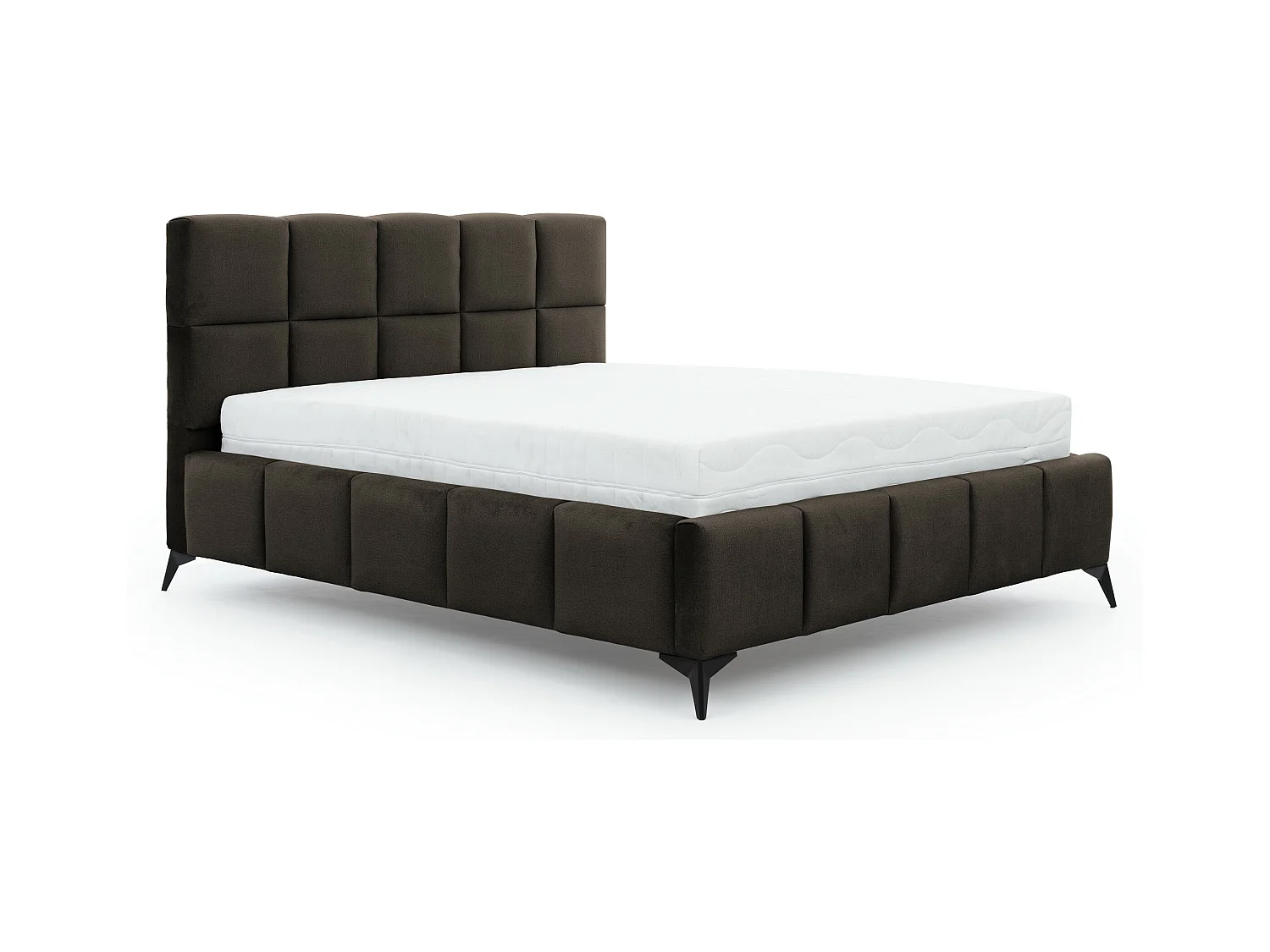 Lit coffre de luxe velours capitonné Mister-Couleur Marron Foncé-180x200